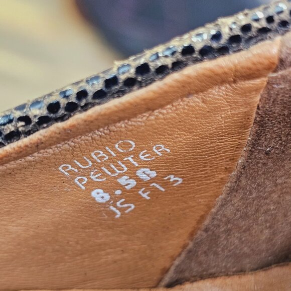 Earthies Rubio Pewter Leather Hidden Wedge Ballet Flats - Picture 6 of 6